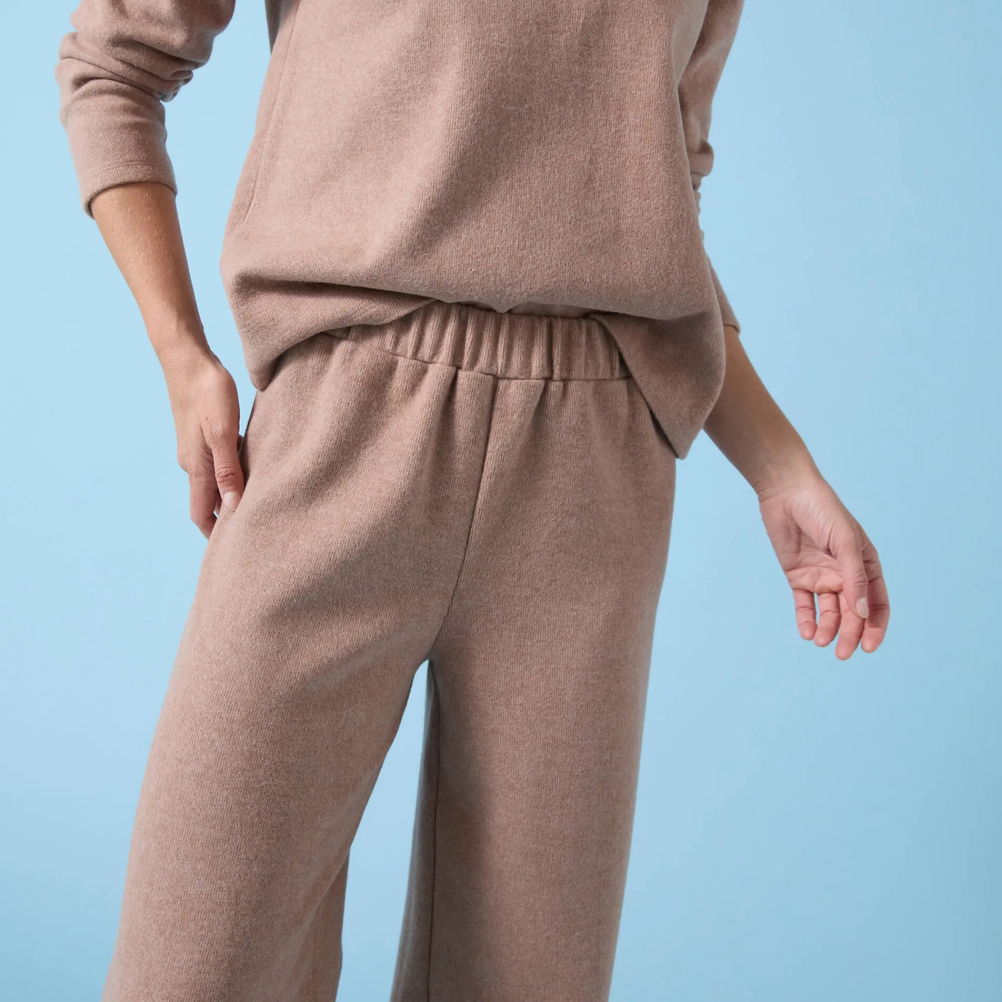 Broek<Blancheporte Wijde broek Special voor kleine lengtes effen, geribd chiné hazelnootbruin