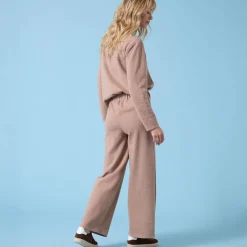Broek<Blancheporte Wijde broek Special voor kleine lengtes effen, geribd chiné hazelnootbruin
