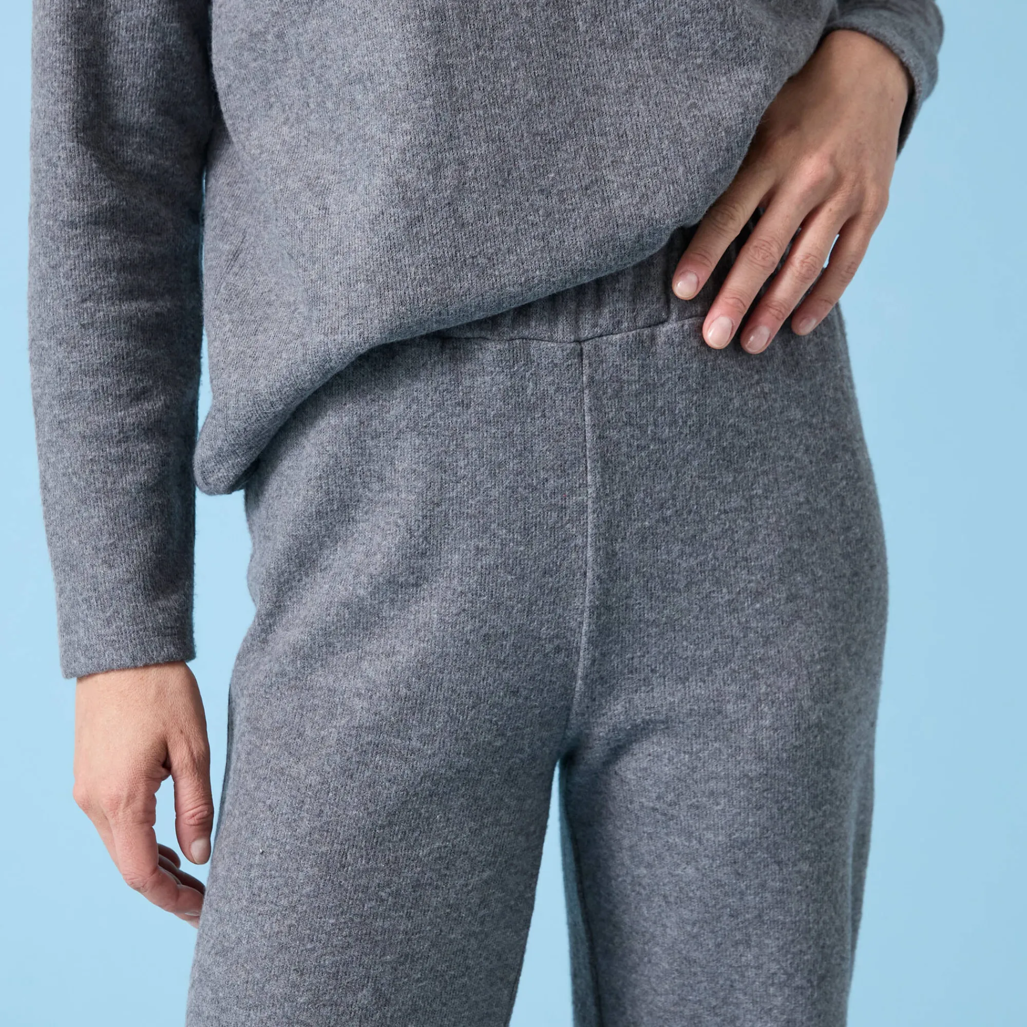 Broek<Blancheporte Wijde broek Special voor kleine lengtes effen, geribd chiné antraciet