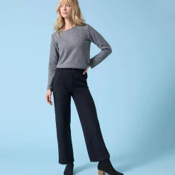 Broek<Blancheporte Wijde broek Special voor kleine lengtes effen, geribd zwart