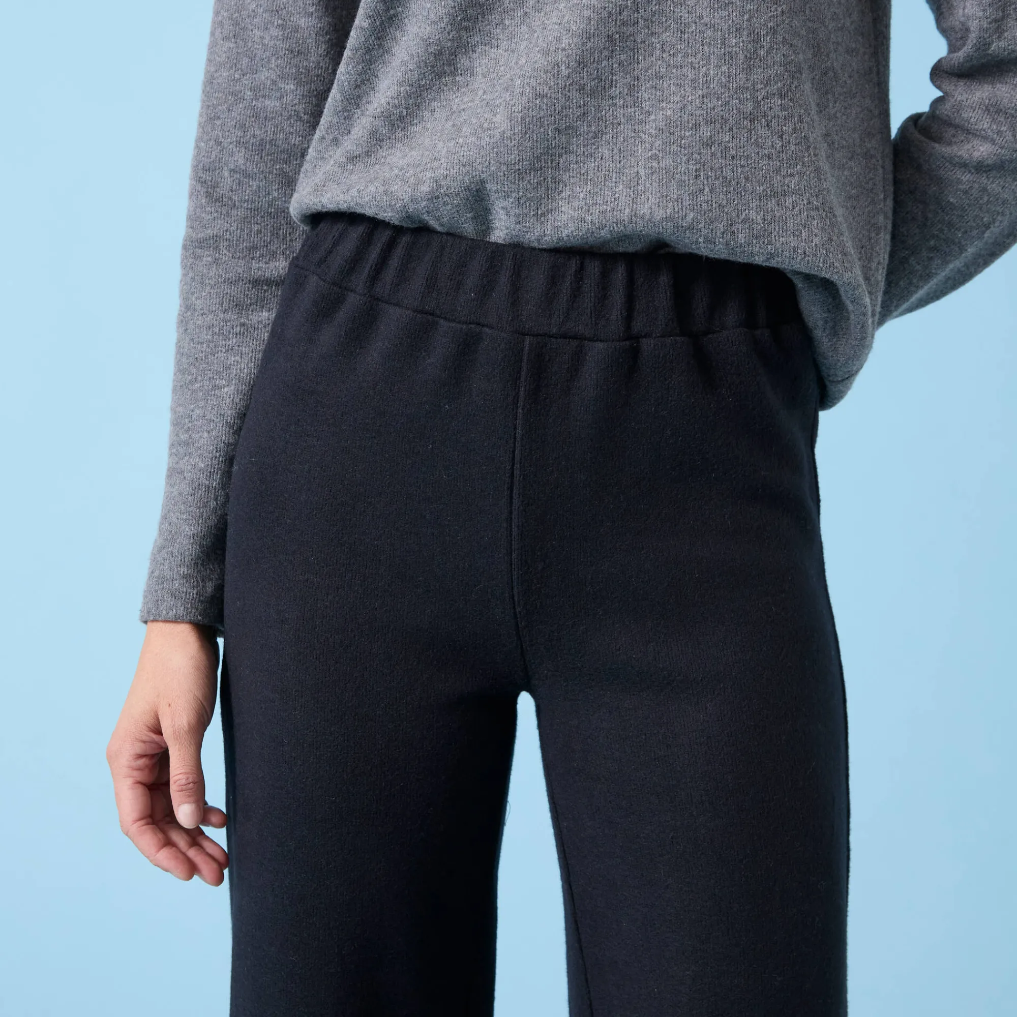 Broek<Blancheporte Wijde broek Special voor kleine lengtes effen, geribd zwart