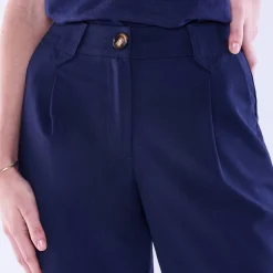 Broek<Blancheporte Wijde rechte broek, effen marine
