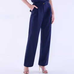Broek<Blancheporte Wijde rechte broek, effen marine