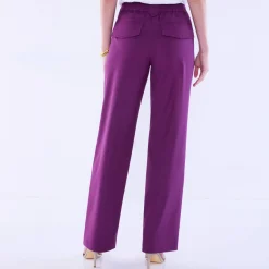 Broek<Blancheporte Wijde rechte broek, effen paars