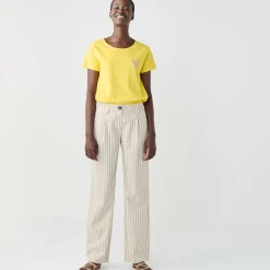 Broek<Blancheporte Wijde rechte broek, gestreept ecru / zwart
