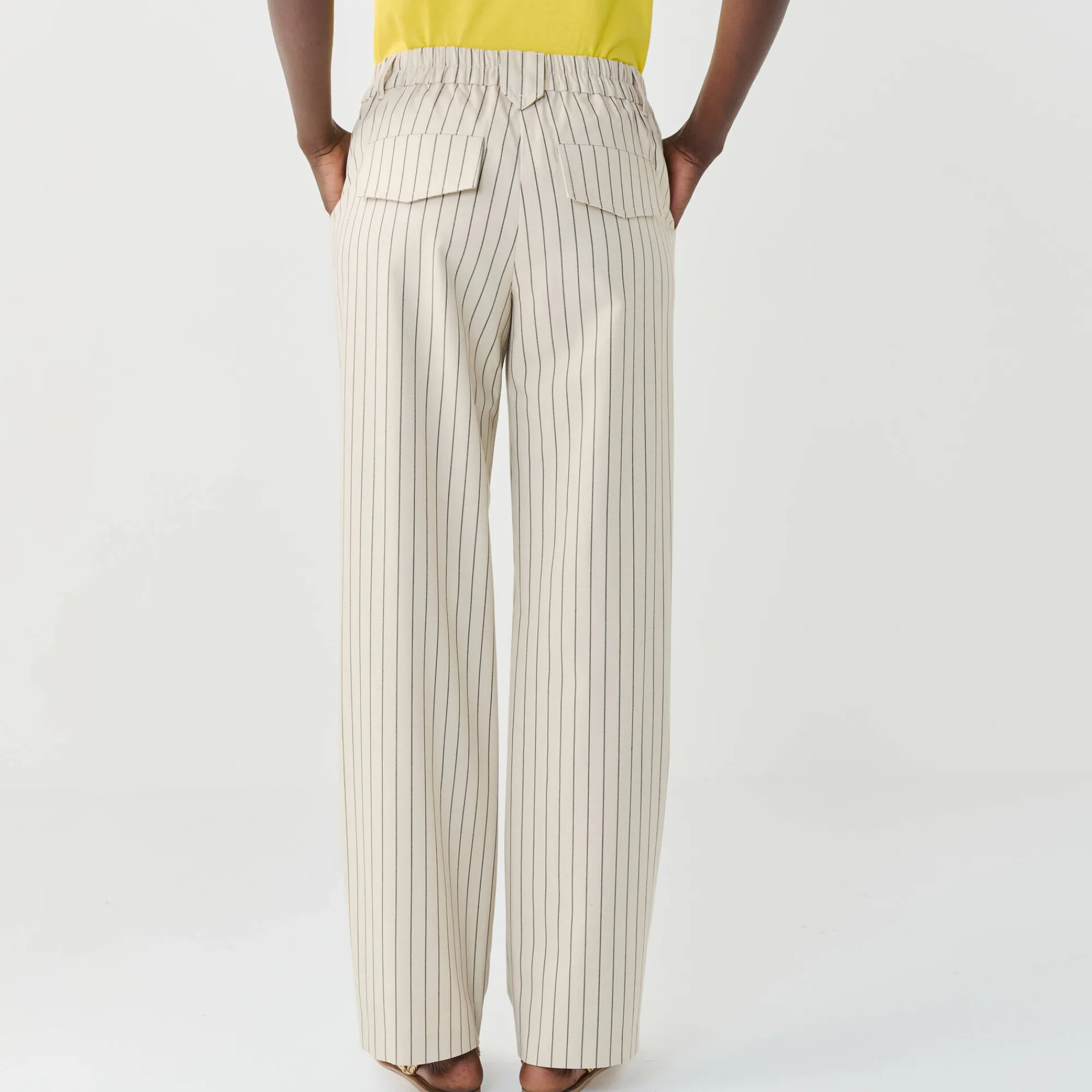 Broek<Blancheporte Wijde rechte broek, gestreept ecru / zwart
