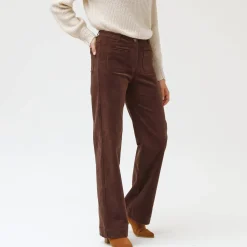 Broek<Blancheporte Wijde velours broek met hoge taille, grote lengte chocolade