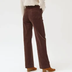 Broek<Blancheporte Wijde velours broek met hoge taille, grote lengte chocolade