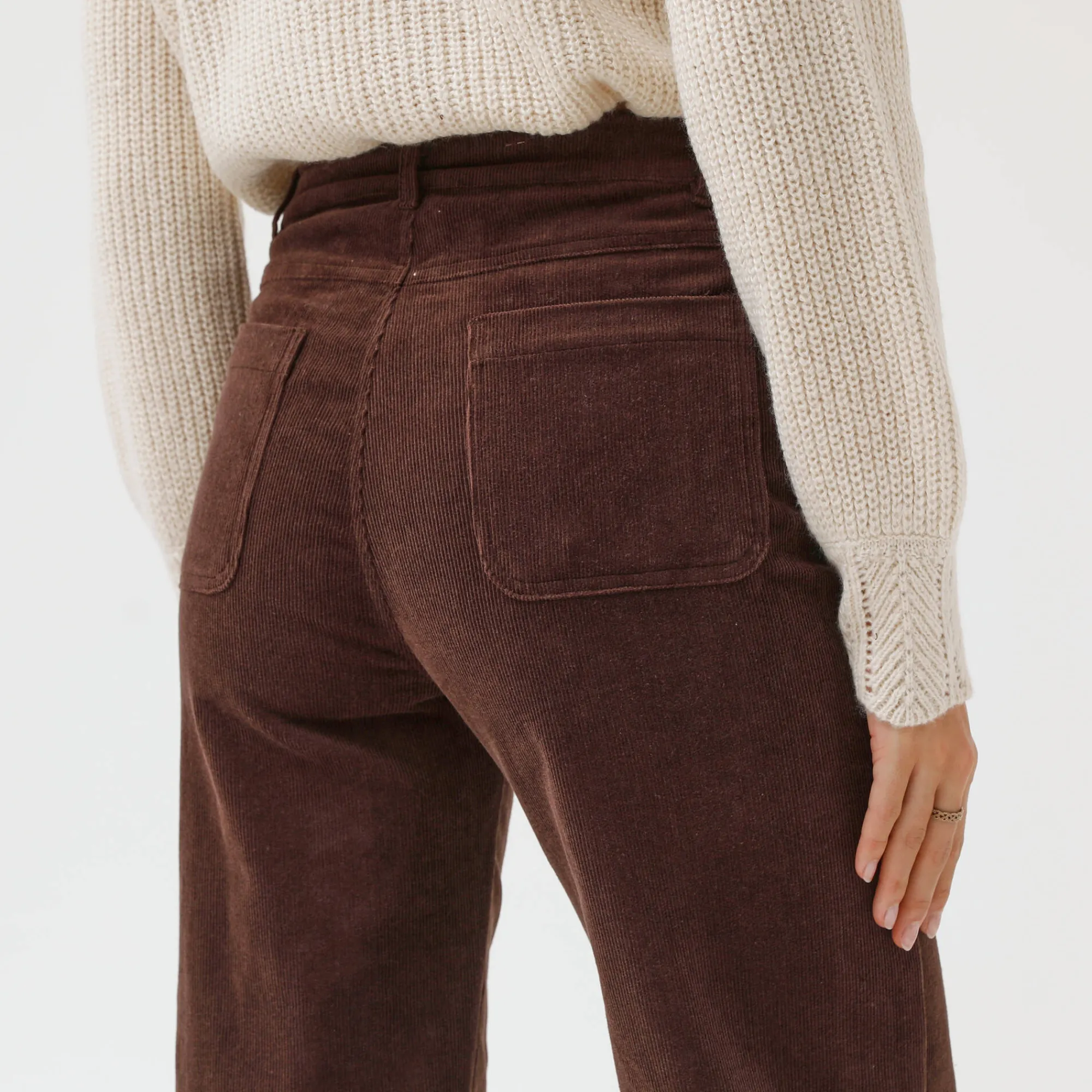 Broek<Blancheporte Wijde velours broek met hoge taille, grote lengte chocolade