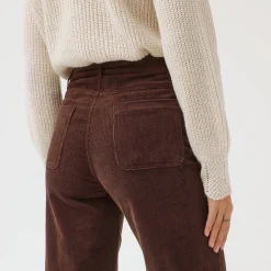 Broek<Blancheporte Wijde velours broek met hoge taille, gemiddelde lengte chocolade