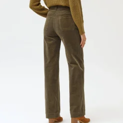 Broek<Blancheporte Wijde velours broek met hoge taille, grote lengte kaki