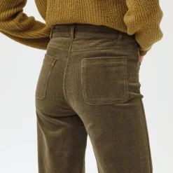 Broek<Blancheporte Wijde velours broek met hoge taille, grote lengte kaki