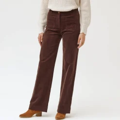 Broek<Blancheporte Wijde velours roek met hoge taille, kleine lengte chocolade
