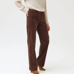 Broek<Blancheporte Wijde velours roek met hoge taille, kleine lengte chocolade