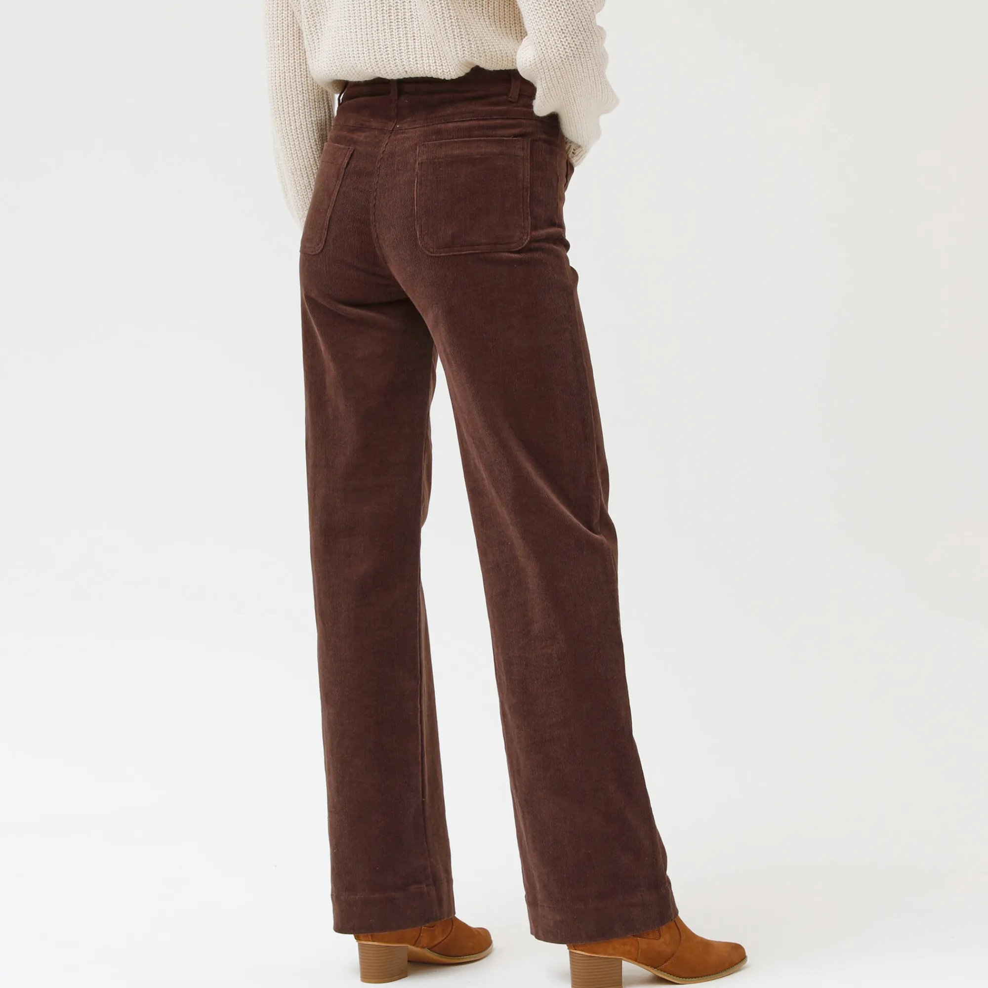 Broek<Blancheporte Wijde velours roek met hoge taille, kleine lengte chocolade