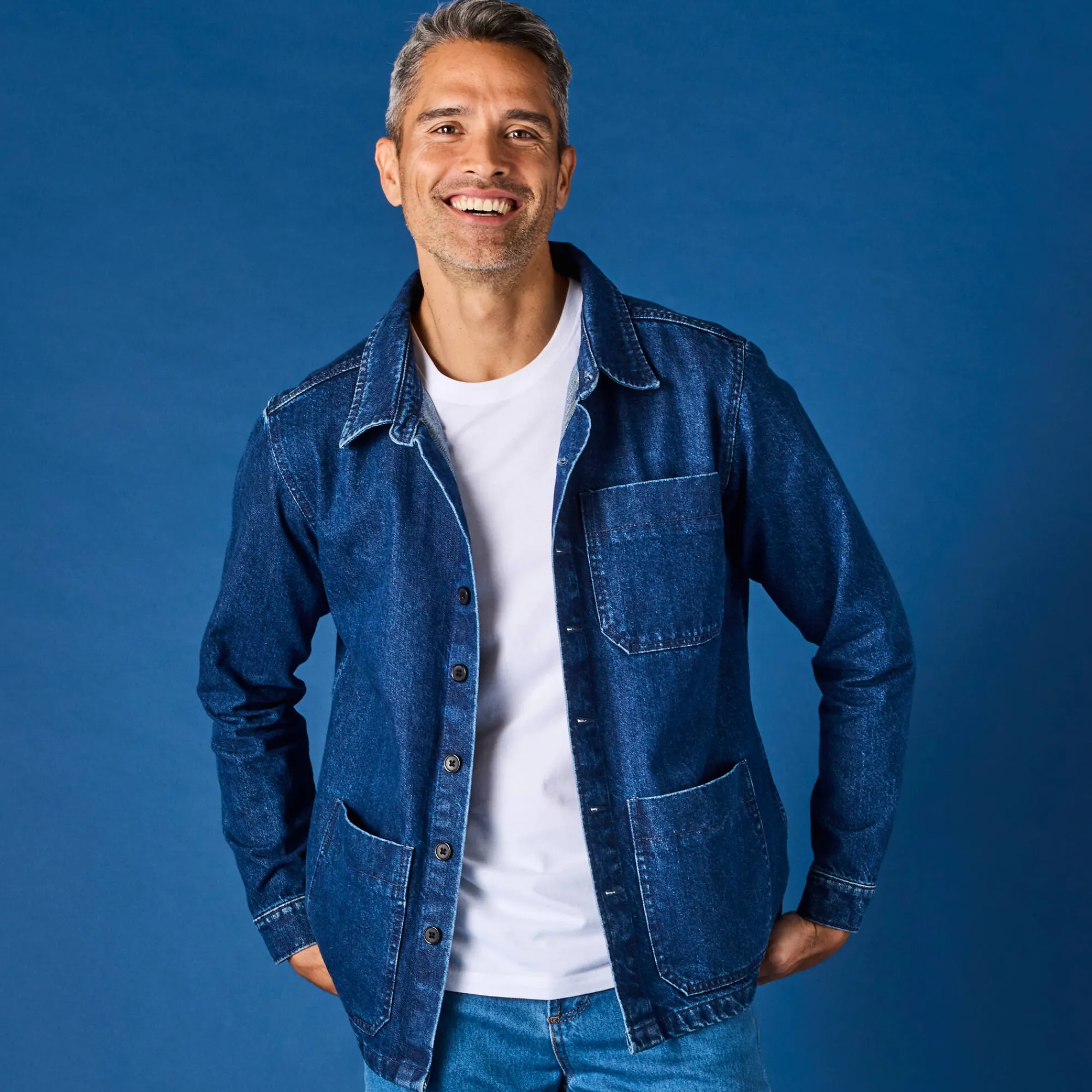 Mantel En Jas<Blancheporte Worker jasje met knoopsluiting en 3 zakken, jeans stone