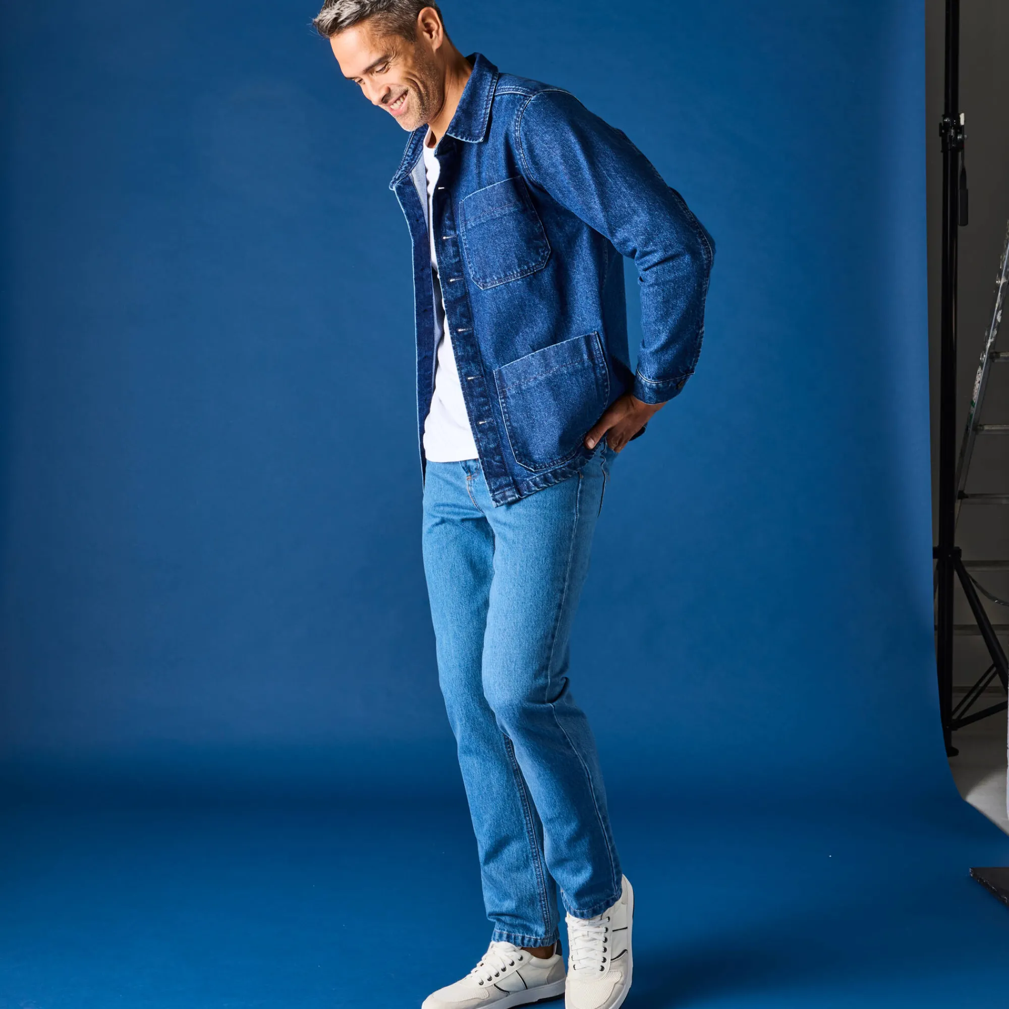 Mantel En Jas<Blancheporte Worker jasje met knoopsluiting en 3 zakken, jeans stone