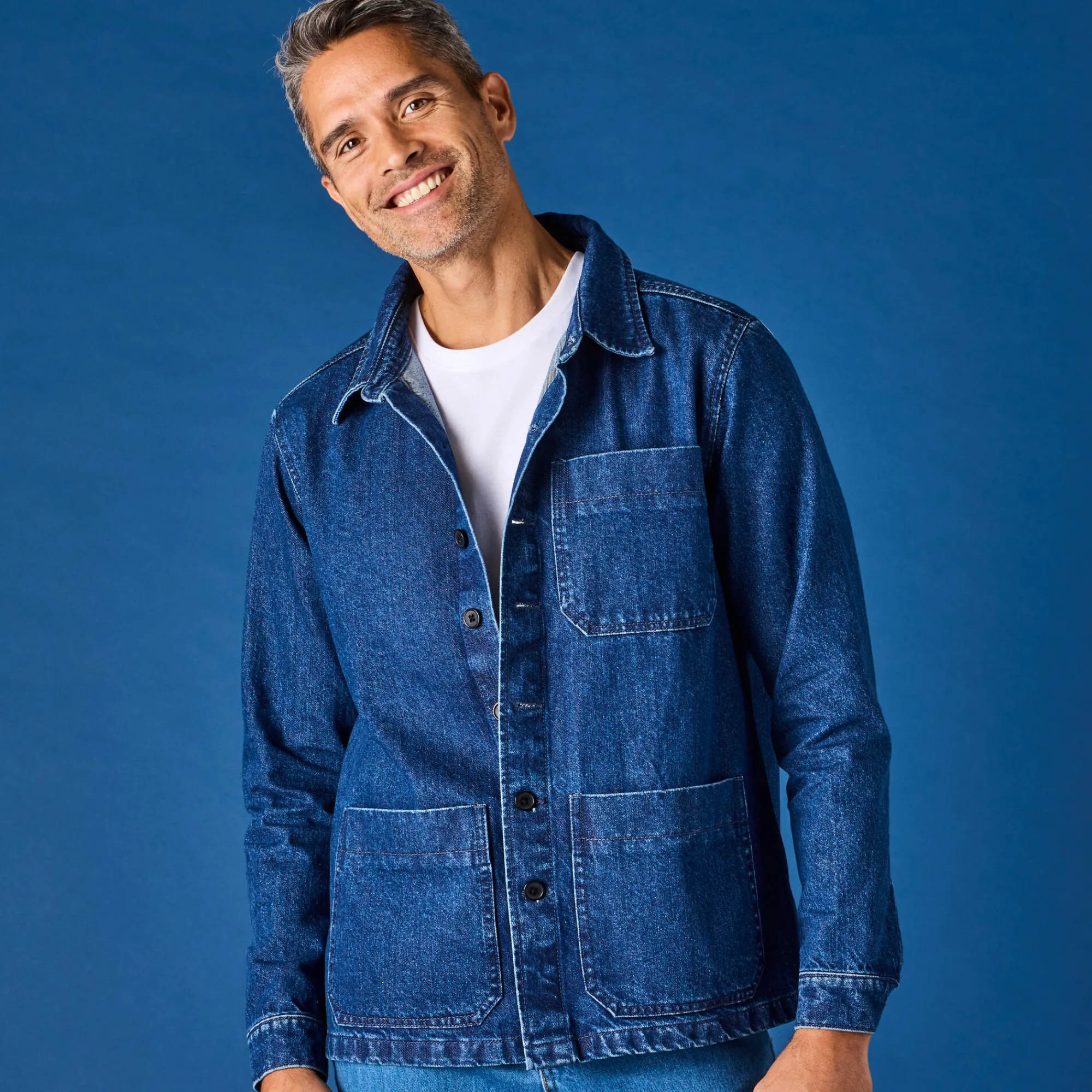 Mantel En Jas<Blancheporte Worker jasje met knoopsluiting en 3 zakken, jeans stone