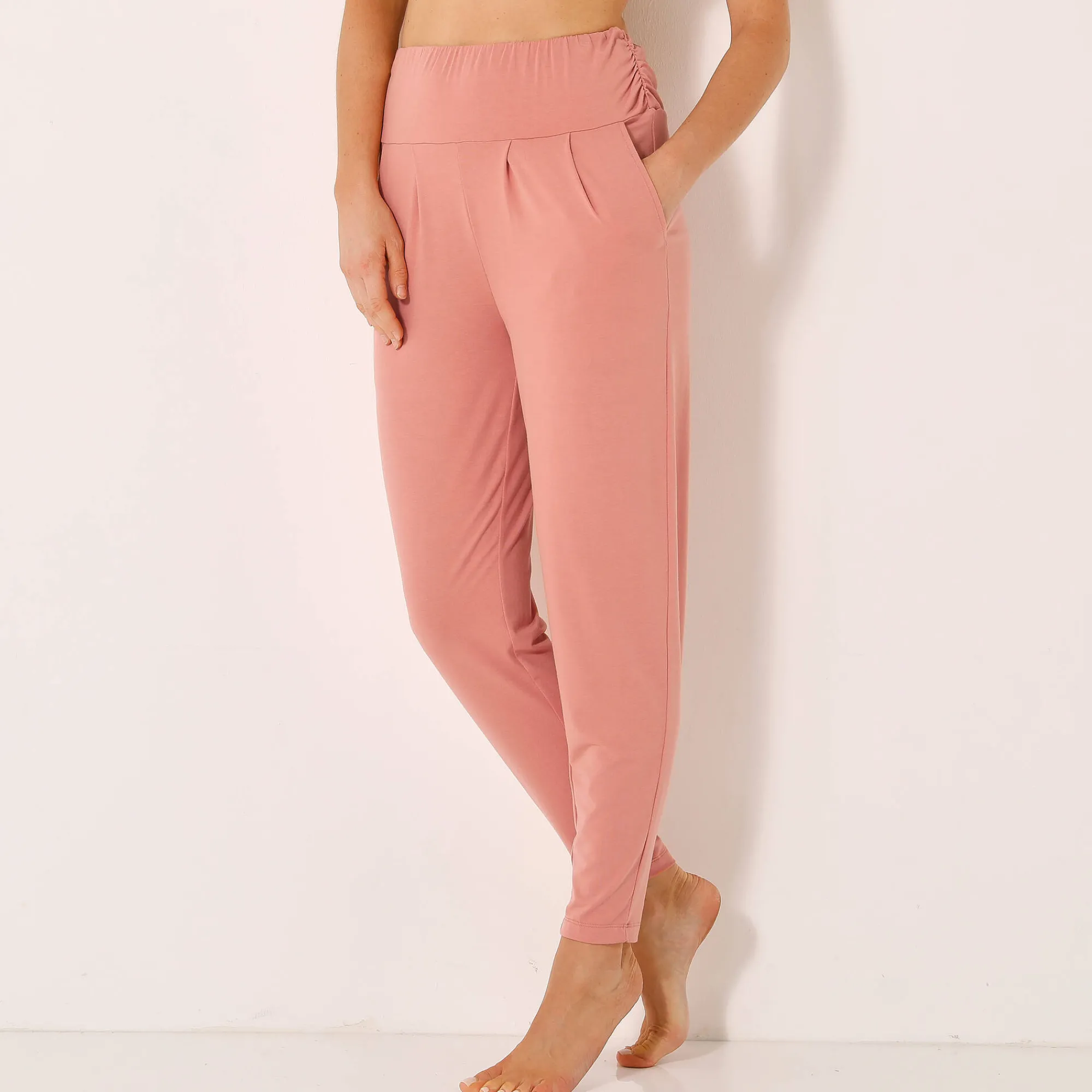 Broek<Blancheporte Yogabroek in tricot met comfortabel model perzik