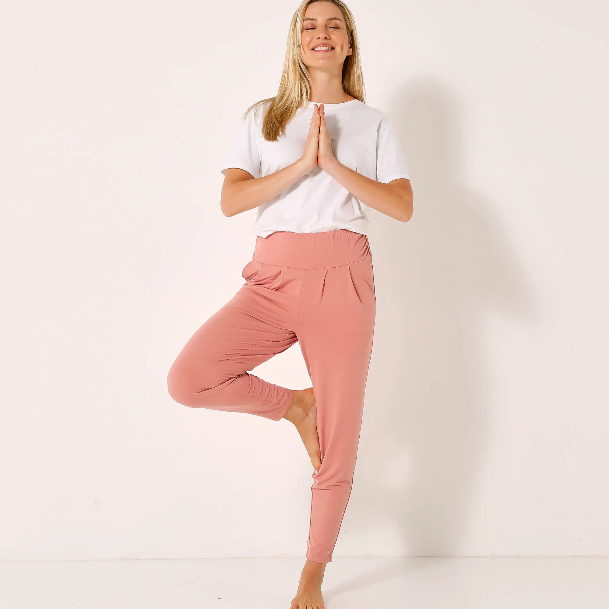 Broek<Blancheporte Yogabroek in tricot met comfortabel model perzik