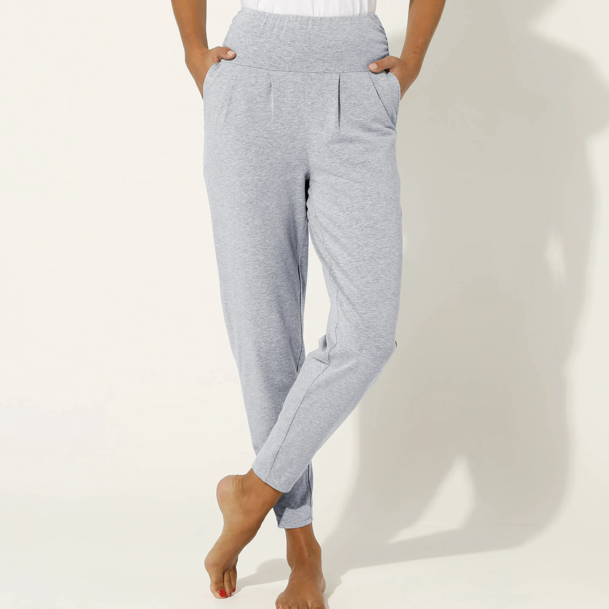 Broek<Blancheporte Yogabroek in tricot met comfortabel model chiné grijs