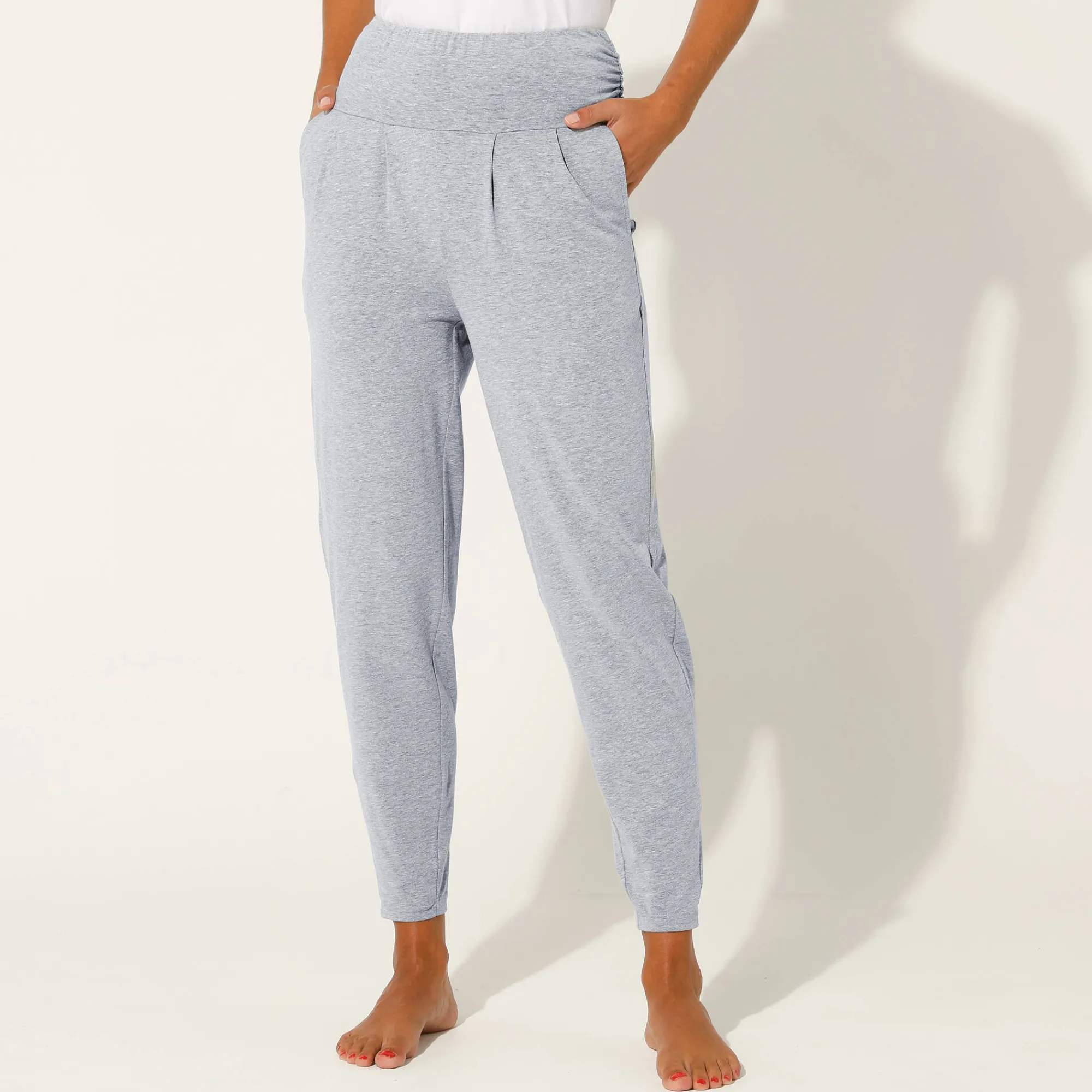 Broek<Blancheporte Yogabroek in tricot met comfortabel model chiné grijs