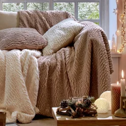 Feestdecoratie|Plaid<Blancheporte Zachte plaid met bontaspect taupe