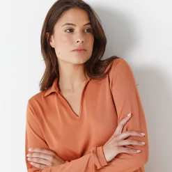 Pyjama<Blancheporte Zachte pyjama met polokraag karamel