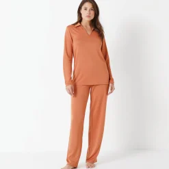Pyjama<Blancheporte Zachte pyjama met polokraag karamel