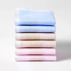 Zakdoeken<Blancheporte Zakdoeken met vichymotief - set van 6 of van 12 blauw + beige + roze