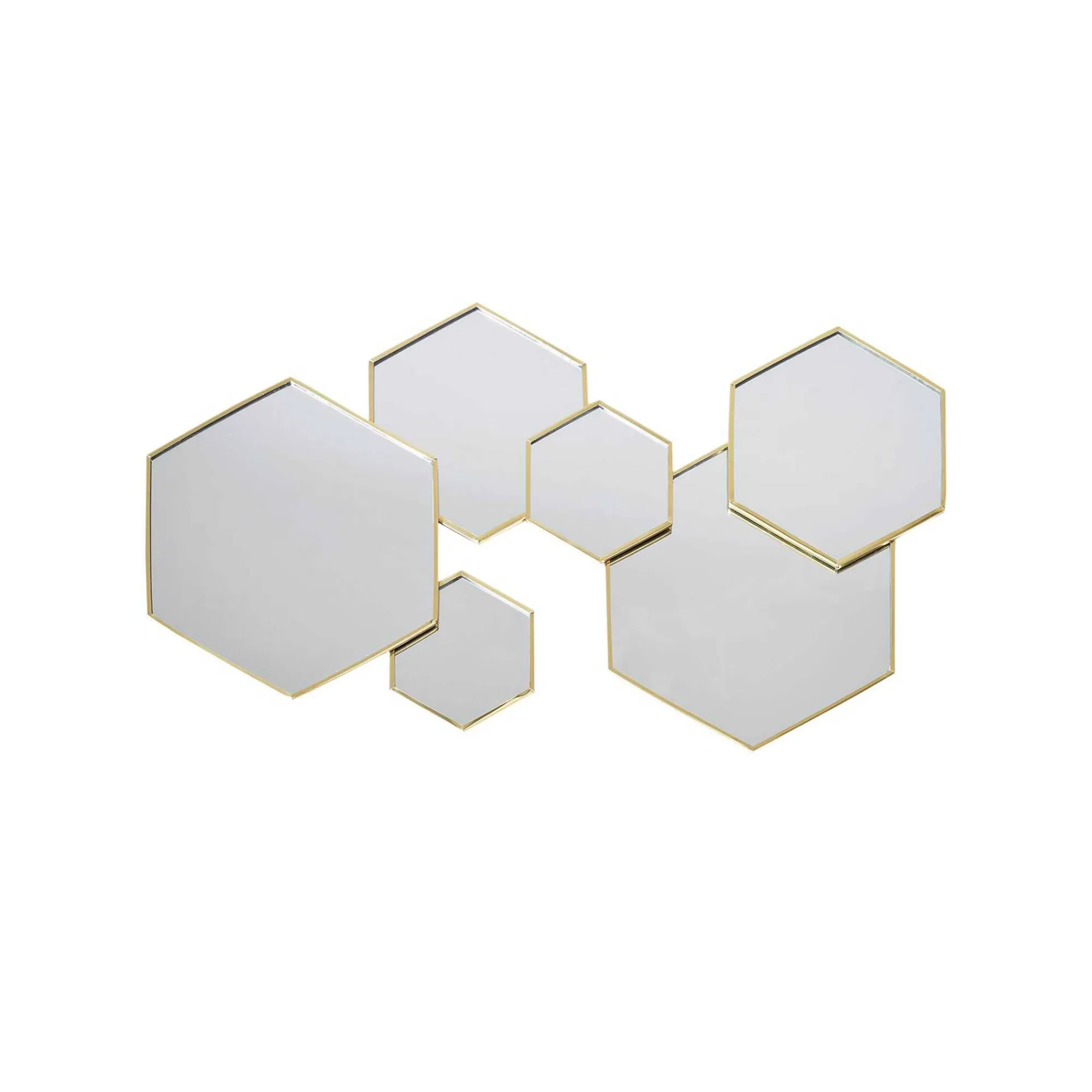 Feestdecoratie|Decoratieartikel<Blancheporte Zeshoekige multi-spiegel in metaal goudkleurig