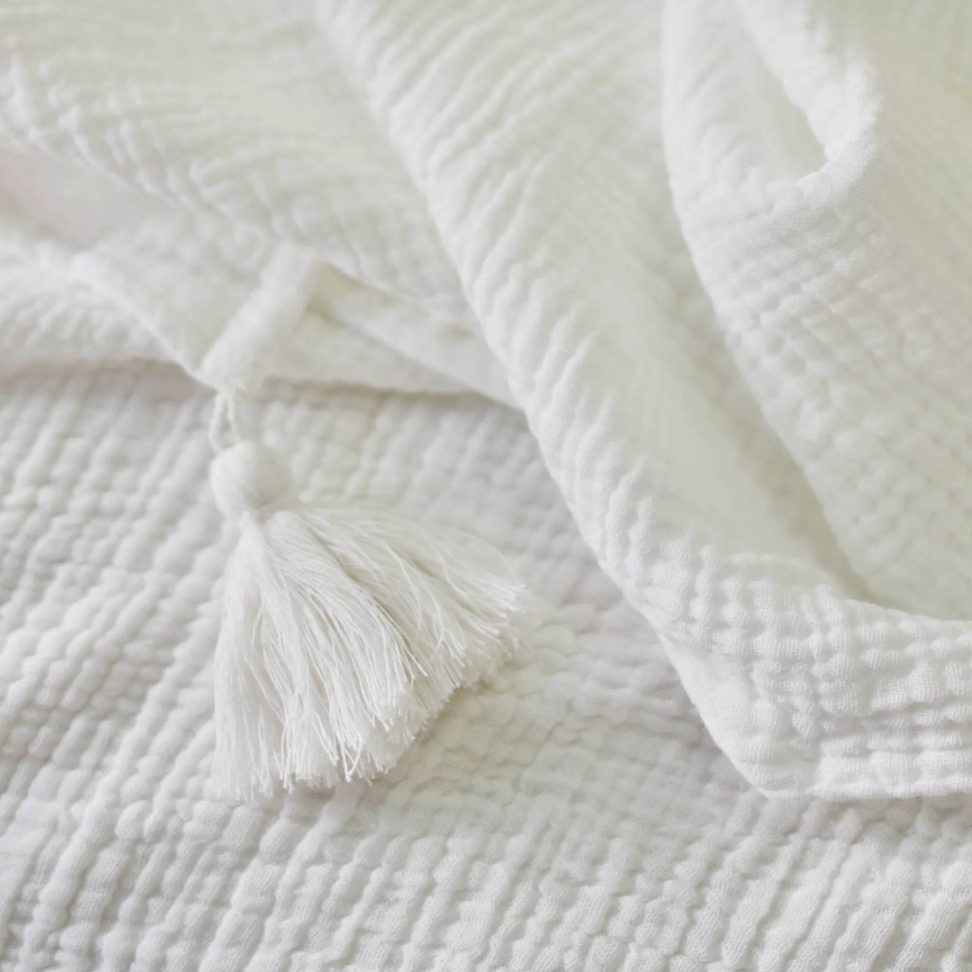 Zeildoekstof<Blancheporte Zitbanksprei of effen plaid, driedubbel katoengaas wit