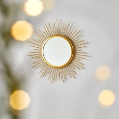 Feestdecoratie|Decoratieartikel<Blancheporte Zon spiegel in metaal goudkleurig