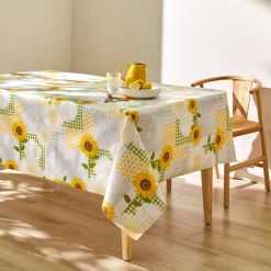 Tafelkleed<Blancheporte Zonnebloemprint tafelkleed grijs / geel