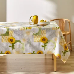 Tafelkleed<Blancheporte Zonnebloemprint tafelkleed grijs / geel