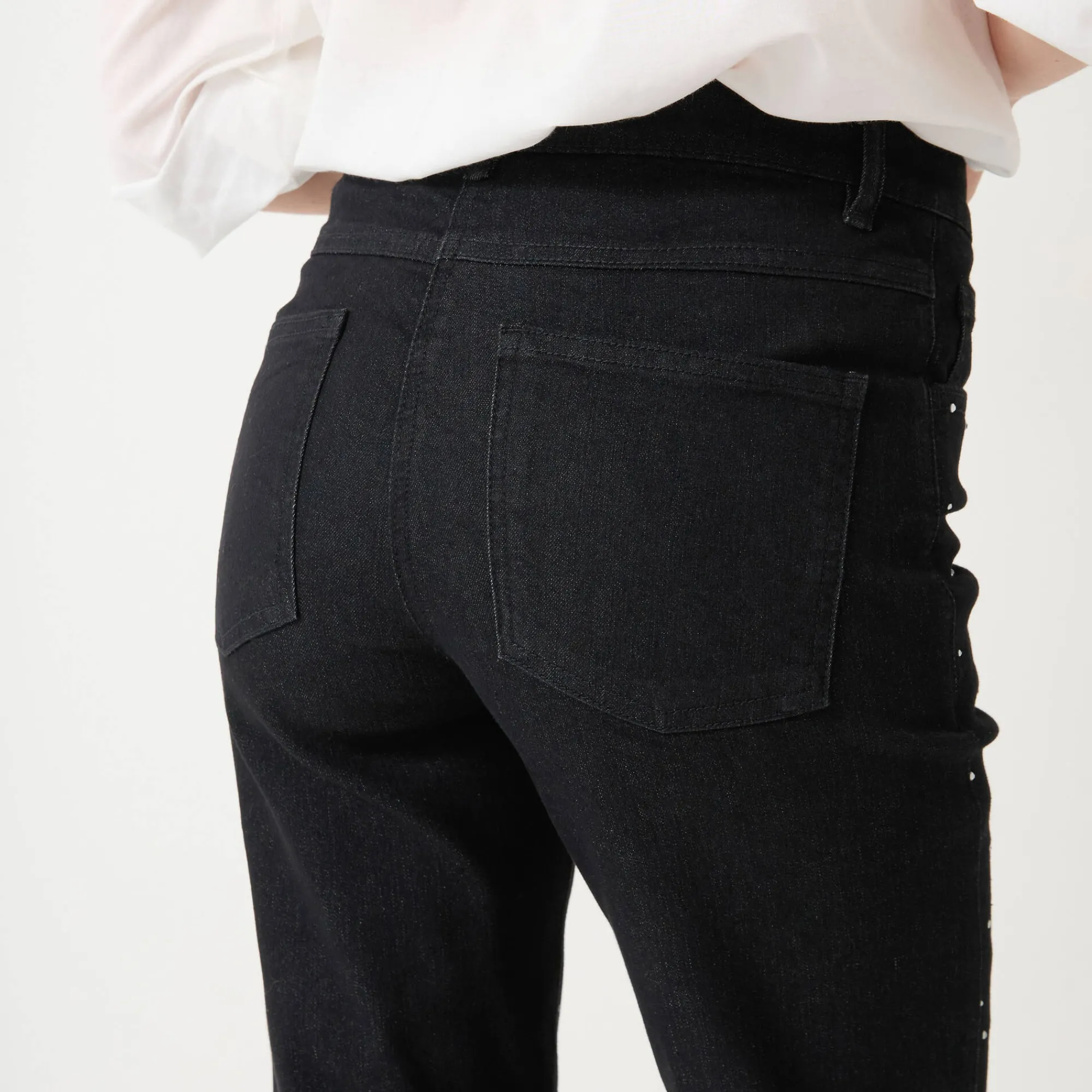 Feestoutfits Dames|Jeans<Blancheporte e, rechte jeans met hoge taille en strasjes zwart